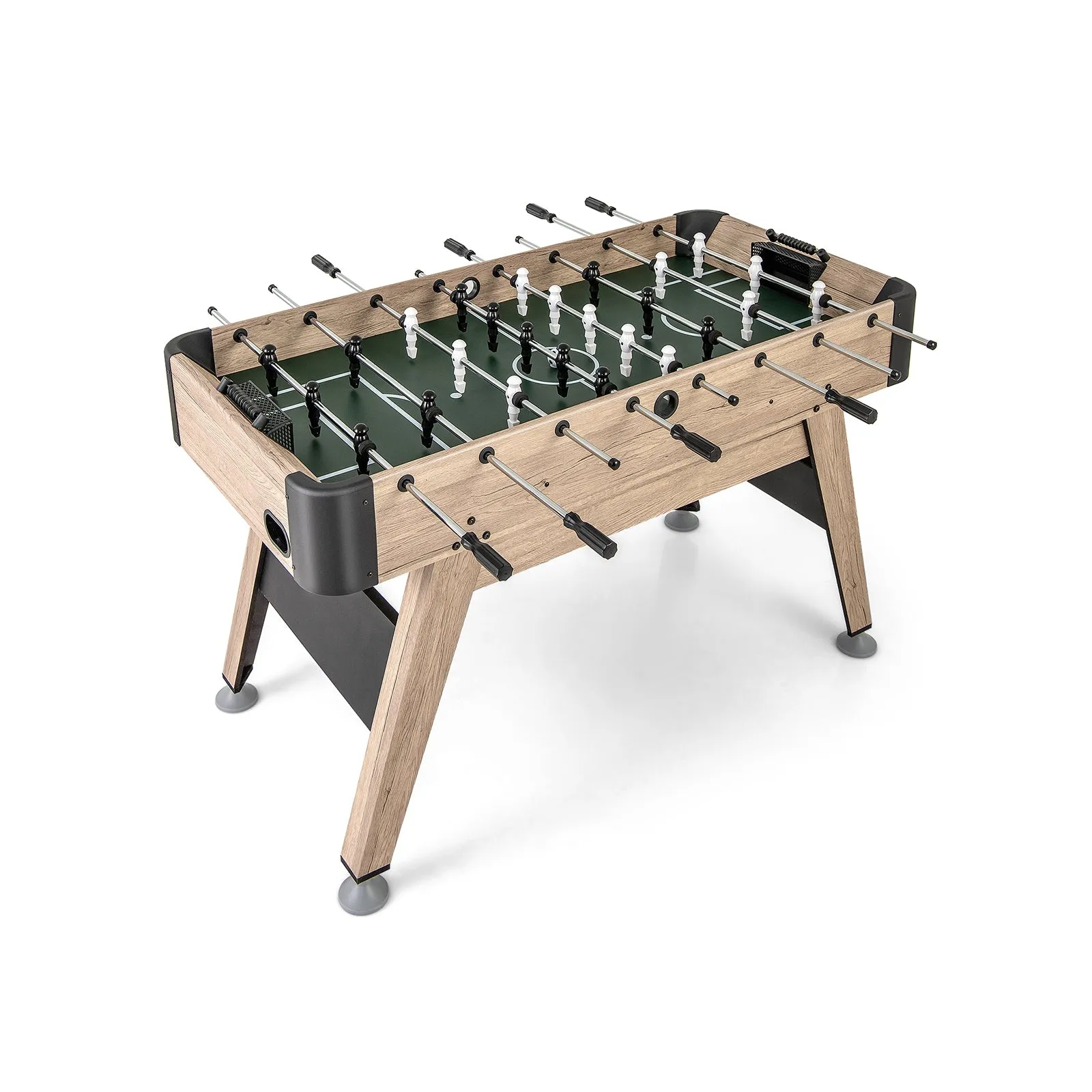 137cm Foosball Table Arcade Soccer Game Table with 2 Balls and 26 Players-Natural