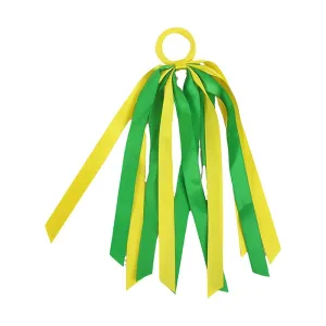 2pk Aussie Team Supporter Green & Yellow Tassel Hair Ties