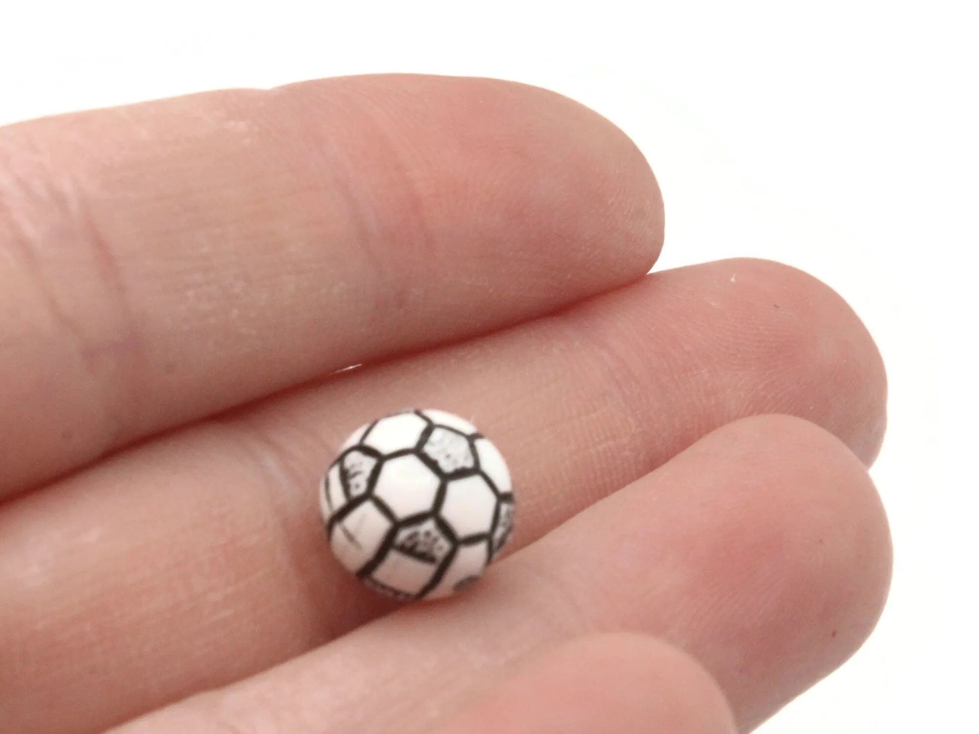 30 10mm Black and White Soccer Ball Round Plastic Sports Beads