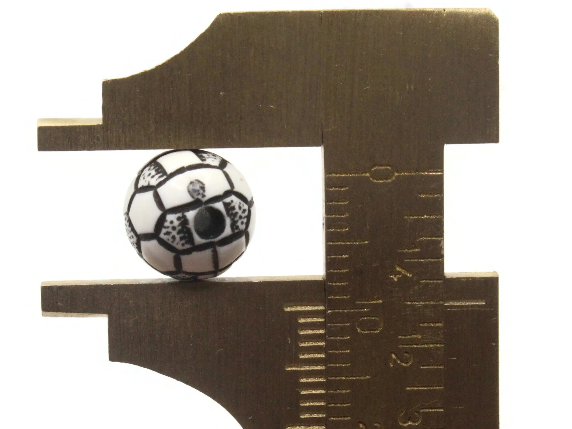 30 10mm Black and White Soccer Ball Round Plastic Sports Beads