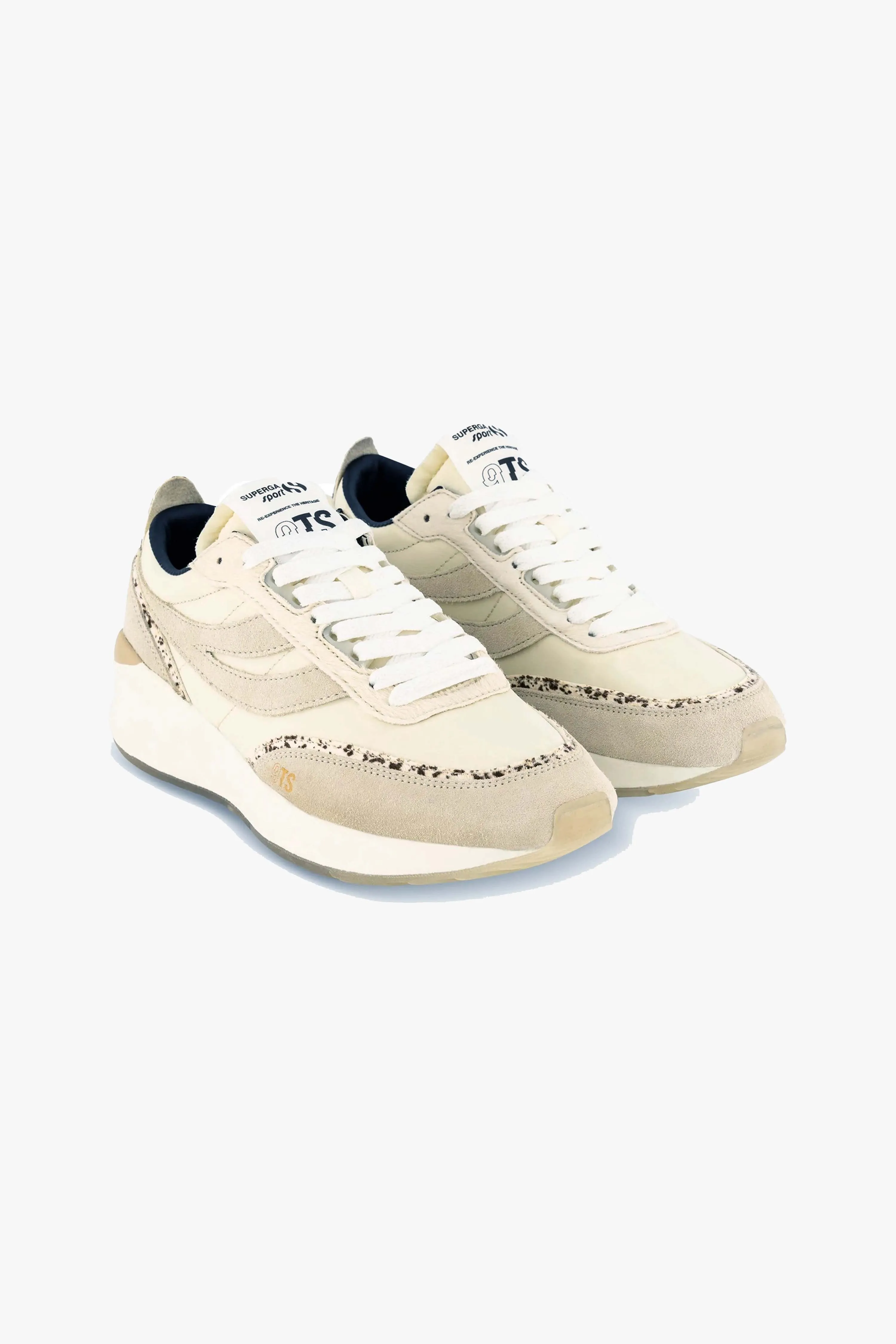 4089 Beige 9TS Slim Calfhair Details Trainers