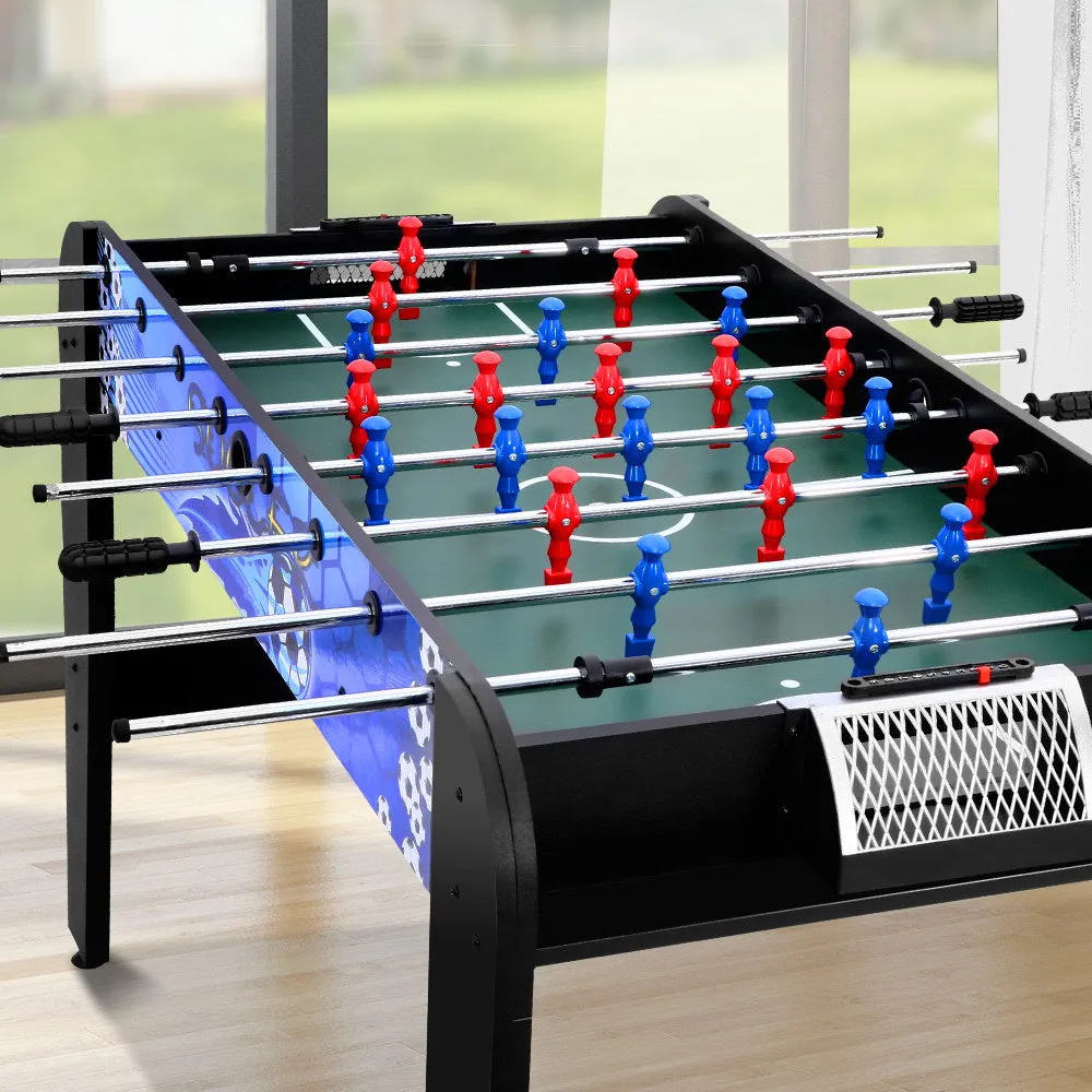 4FT Blue MDF Soccer Foosball Table with Chrome Rods - Family Fun