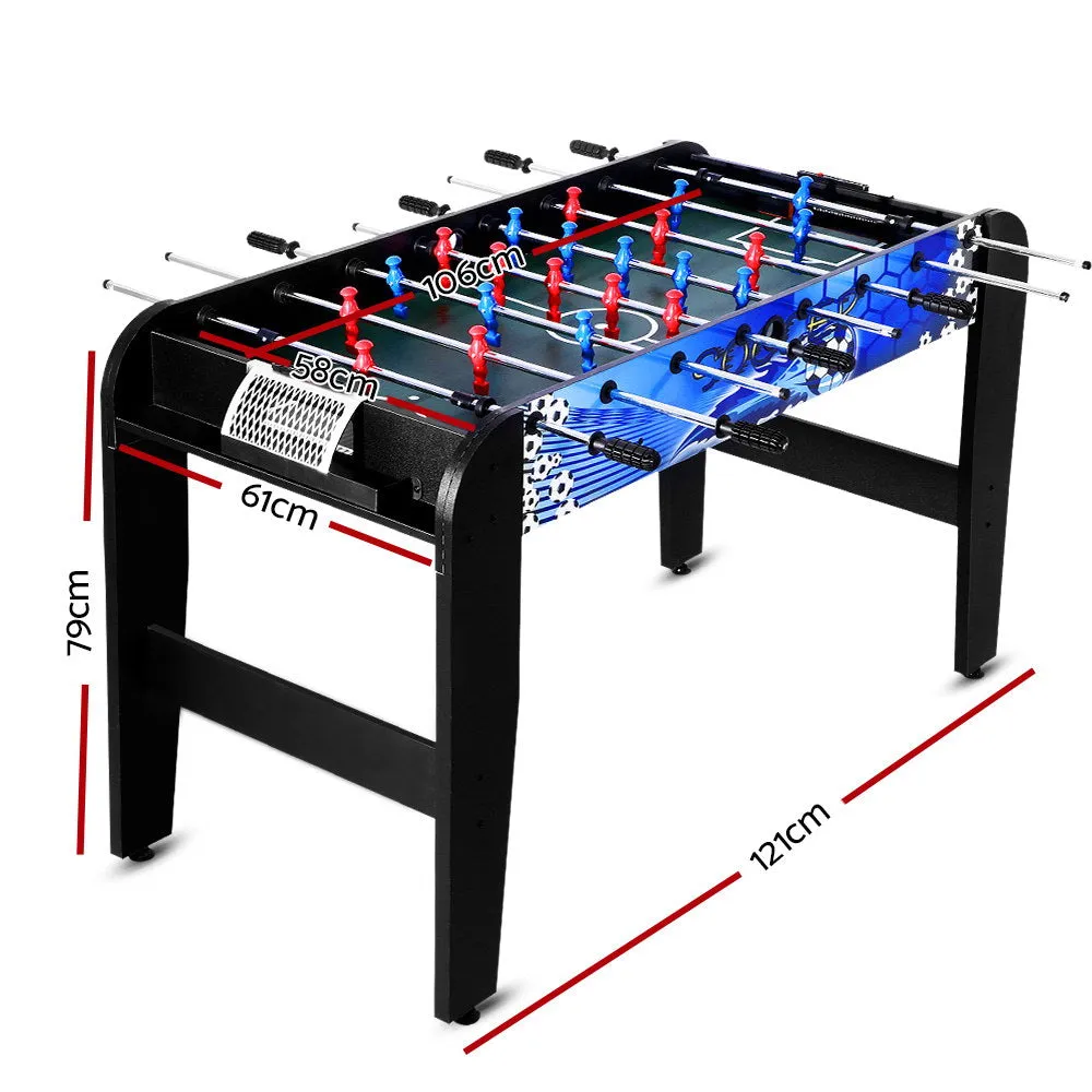 4FT Blue MDF Soccer Foosball Table with Chrome Rods - Family Fun