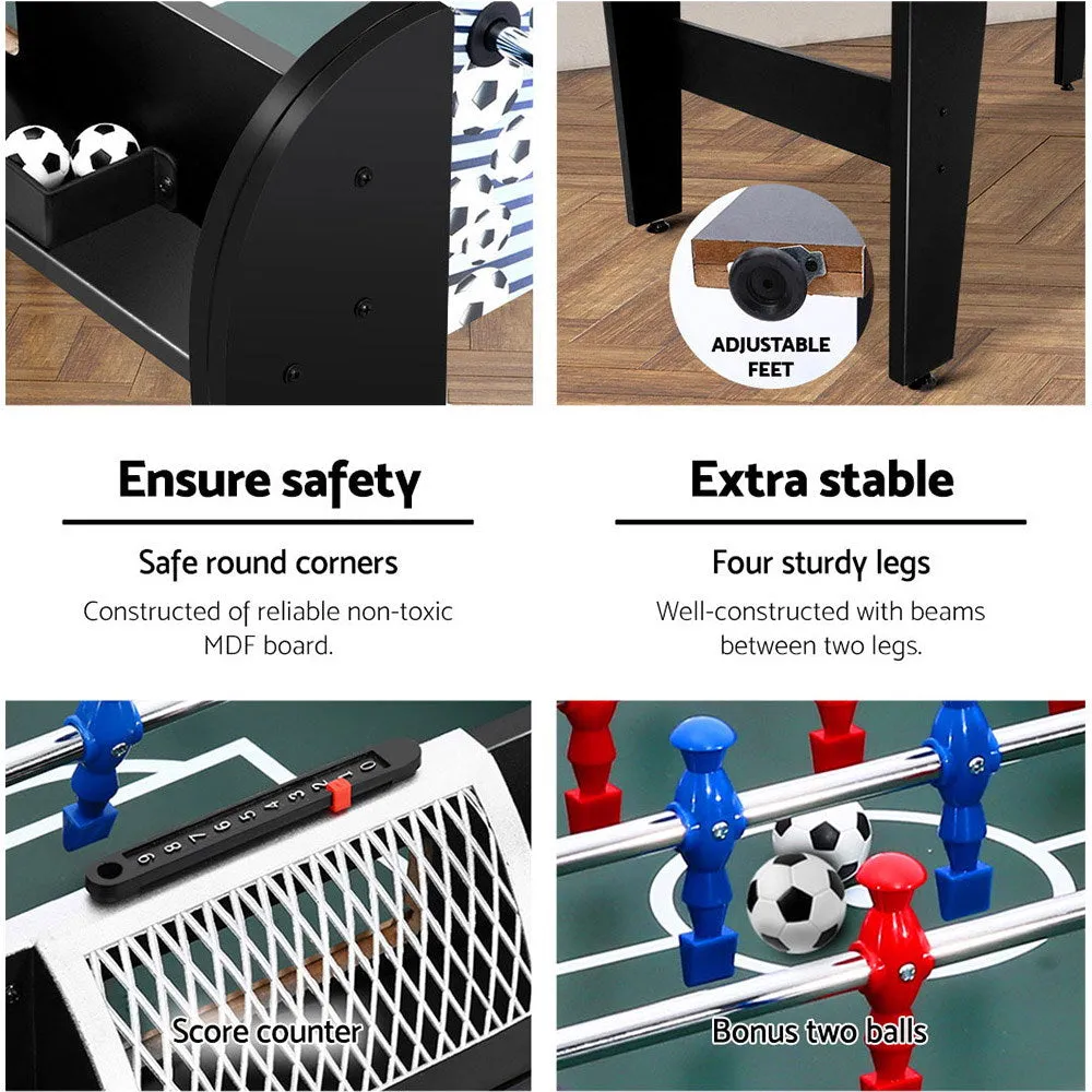 4FT Blue MDF Soccer Foosball Table with Chrome Rods - Family Fun