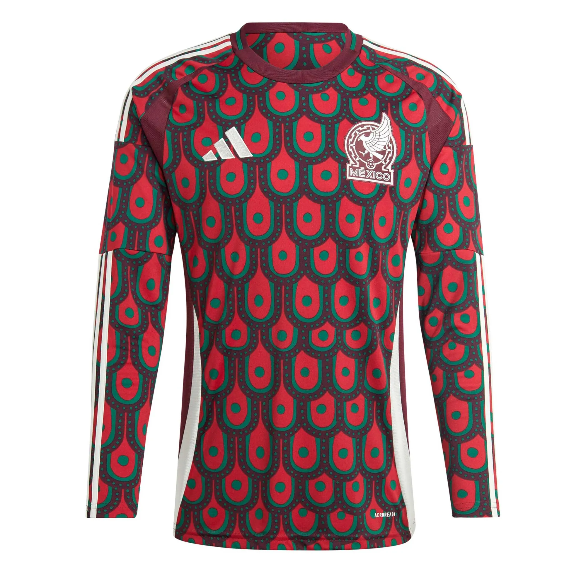 adidas Men's Mexico 2024/25 Home Long Sleeve Jersey Multicolor