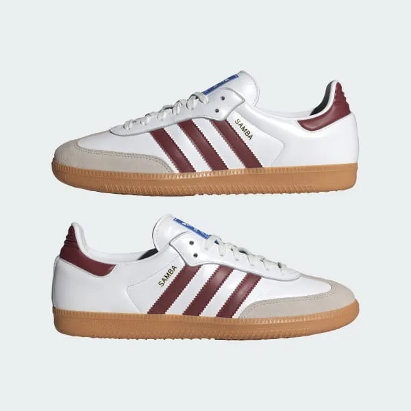 Adidas Men's Samba OG Shoes - Cloud White / Collegiate Burgundy / Gum