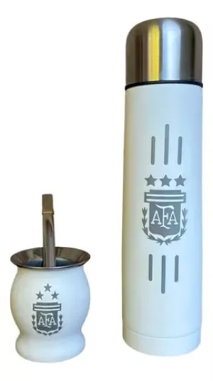 AFA White Mate Set - Thermos, Mate and Straw