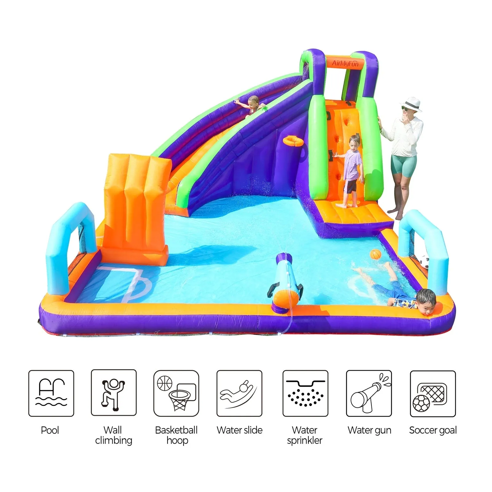 AirMyFun Inflatable Water Slide Kids Bounce House Jumping Castle Play Pool Gift