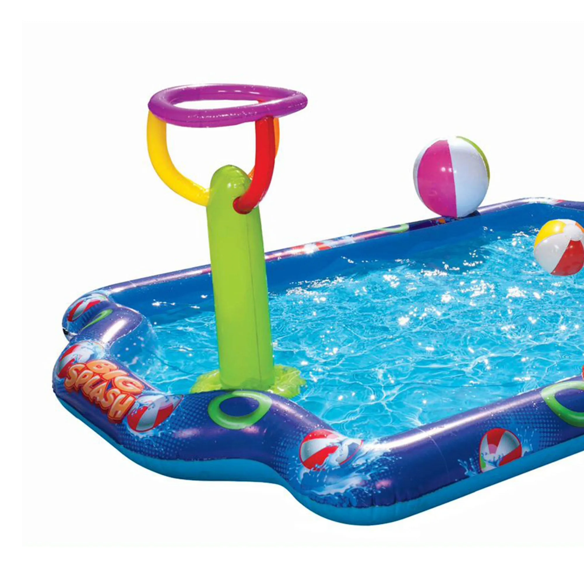 Banzai Big Splash Inflatable Play Center Pool with Beach Balls and Toss Rings