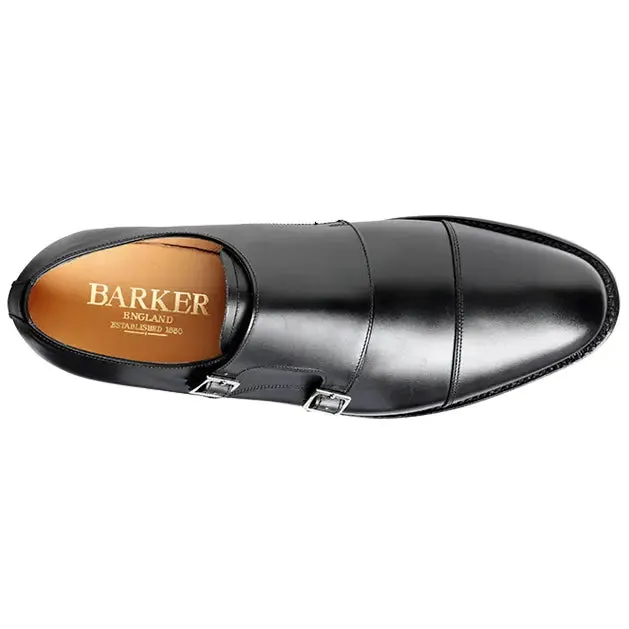 BARKER Tunstall Shoes - Mens Double Monk Strap - Black