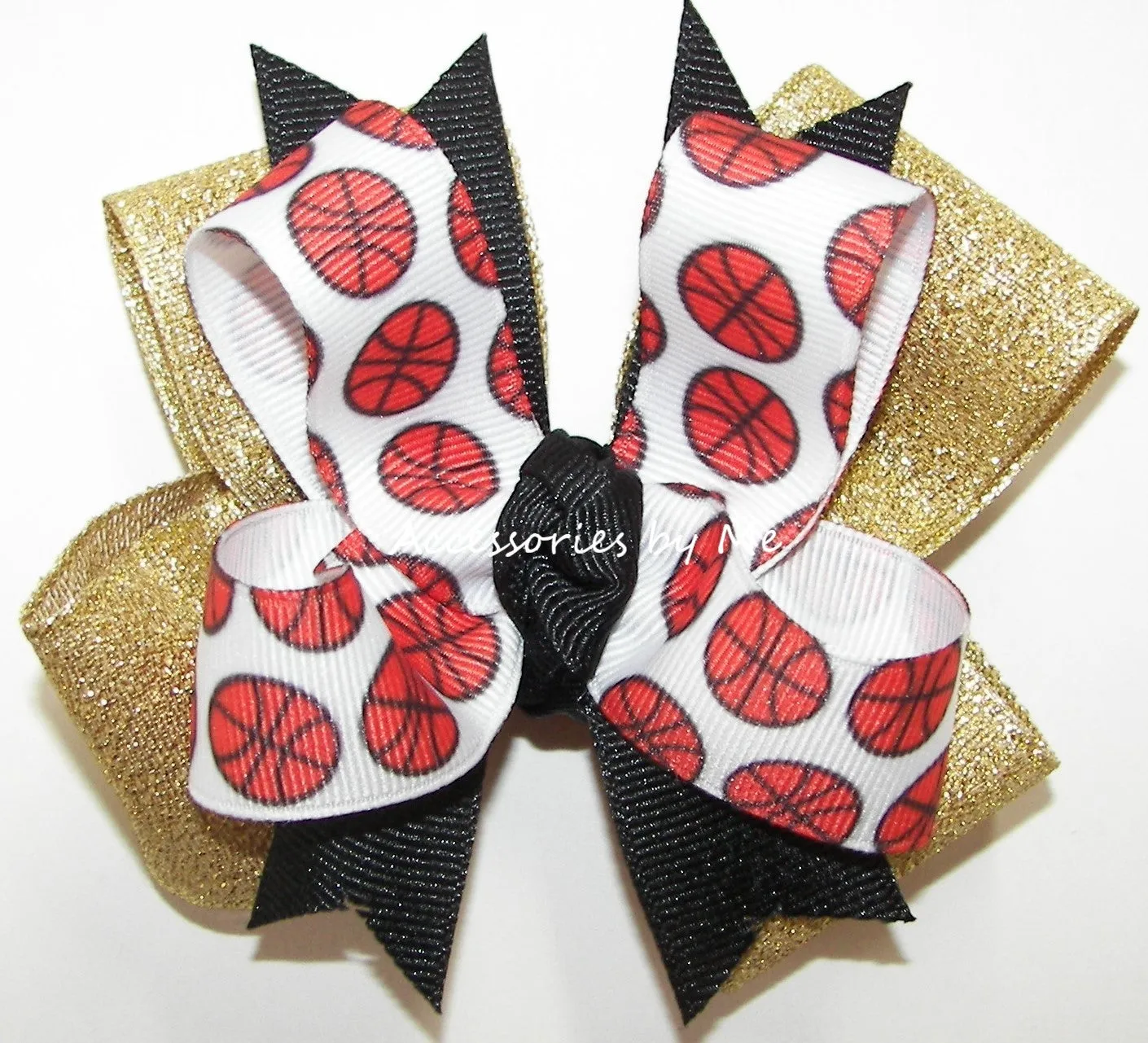 Basketball Black Gold Hair Bow