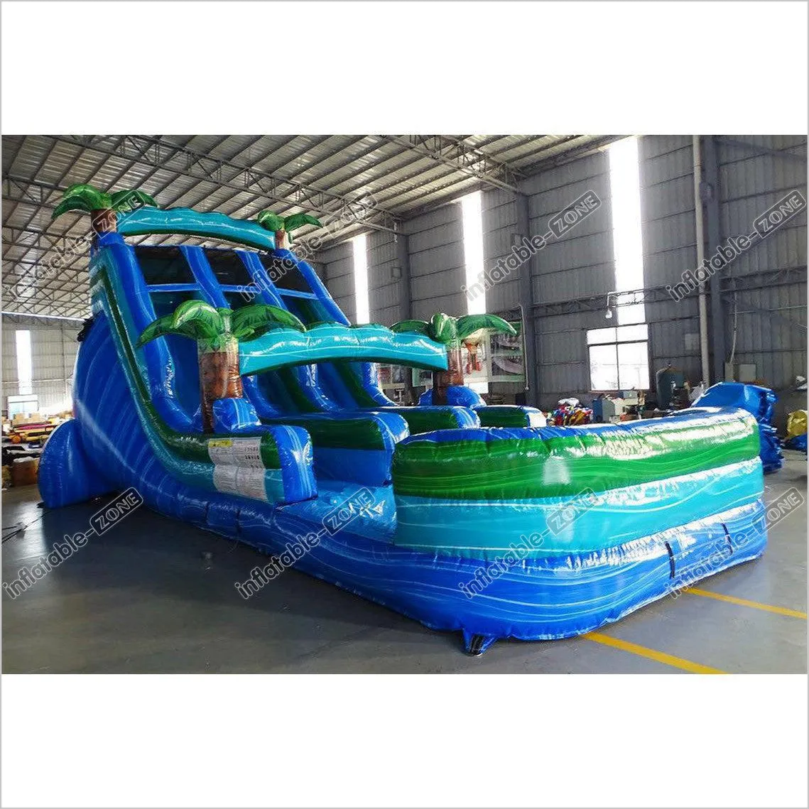 Best Inflatable Water Slide Swimming Pool Bounce House Tropical Palm Tree Waterslide Blow Up Slip