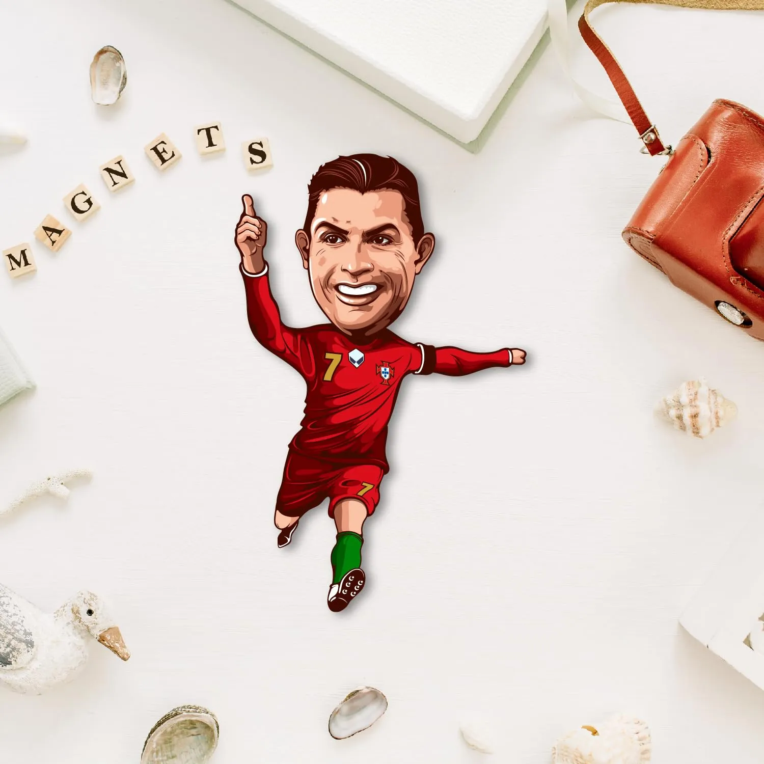 Bhai Please Ronaldo Wooden Fridge Magnet (Pack of 1) | Football, Soccer, Clubs, Sports | Gift for Husband, Boyfriend, Men, Football Fans |Birthday