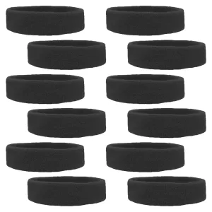 Black Head Sweatbands - 12 Pack