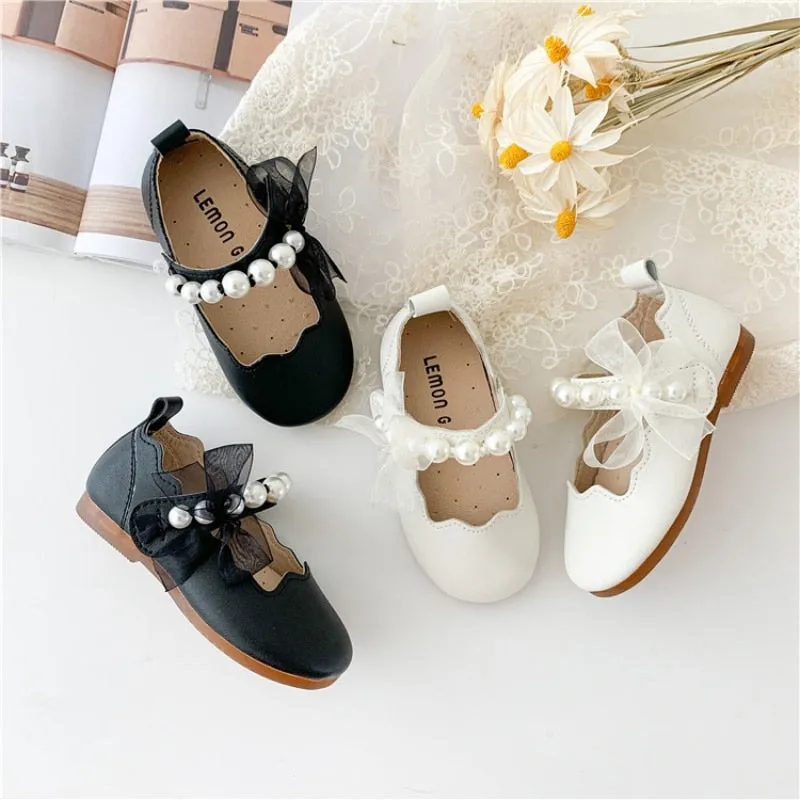 Black Pearl -  Girls Party Shoes , Girl Princess Shoes, Flower Girl Shoes