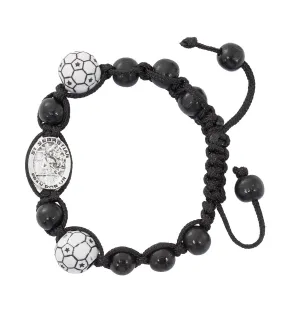 BLACK SOCCER ST. SEBASTIAN ADJUSTABLE BRACELET-BR734C