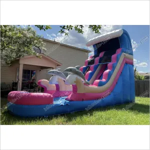 Blow Up Slide Water Inflatables Bounce House Adults And For Pool Double Lane With Slip