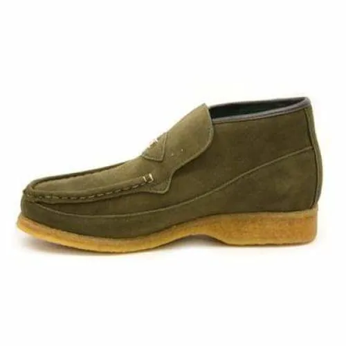 British Walkers Checkers Men's Olive Green Suede Slip Ons