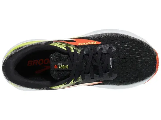 Brooks | Ghost 16 GTX | Men's | Black/Mandarin Red/Green