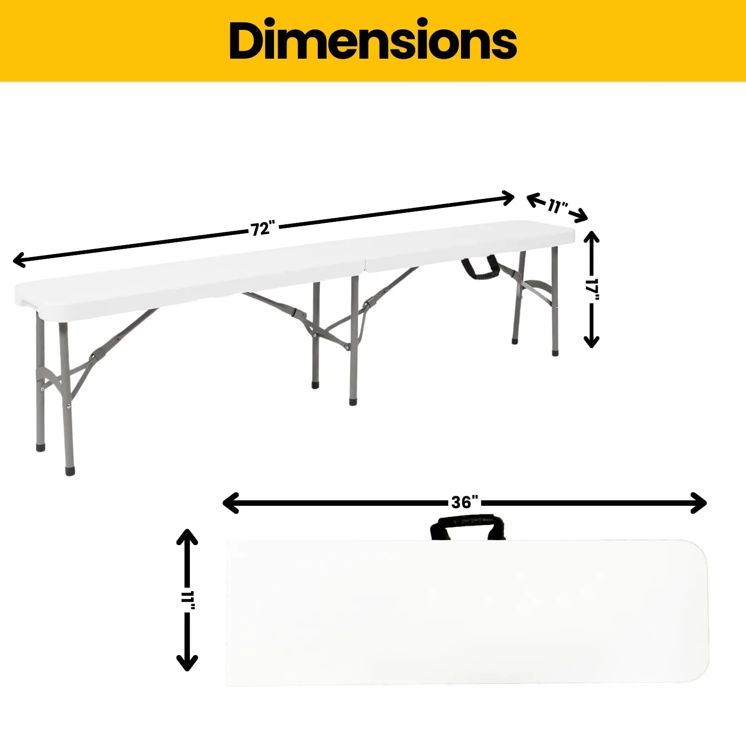 BTExpert 6 feet Plastic Bi Folding Bench Indoor Outdoor Portable Picnic Party Garden Dining Seat Camping Soccer Multipurpose Activities w/Handle UV Waterproof Steel Frame Stackable Fold-in-Half