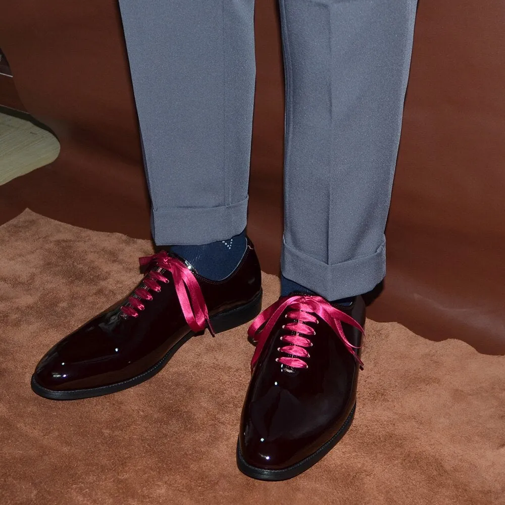 Burgundy Lace-Up Smooth Leather Dress Shoes