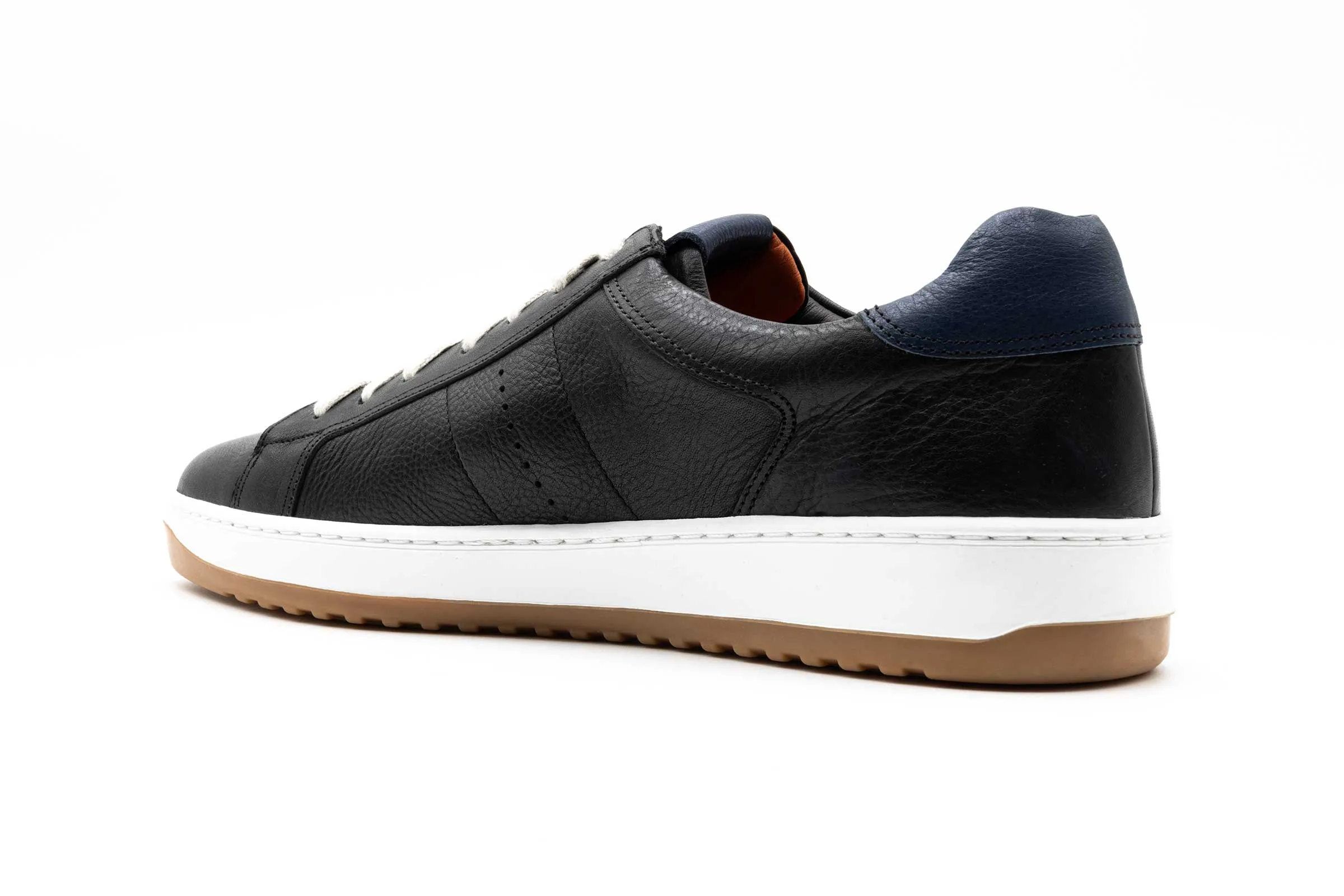 Charles Tumbled Glove Leather Sneakers - Black