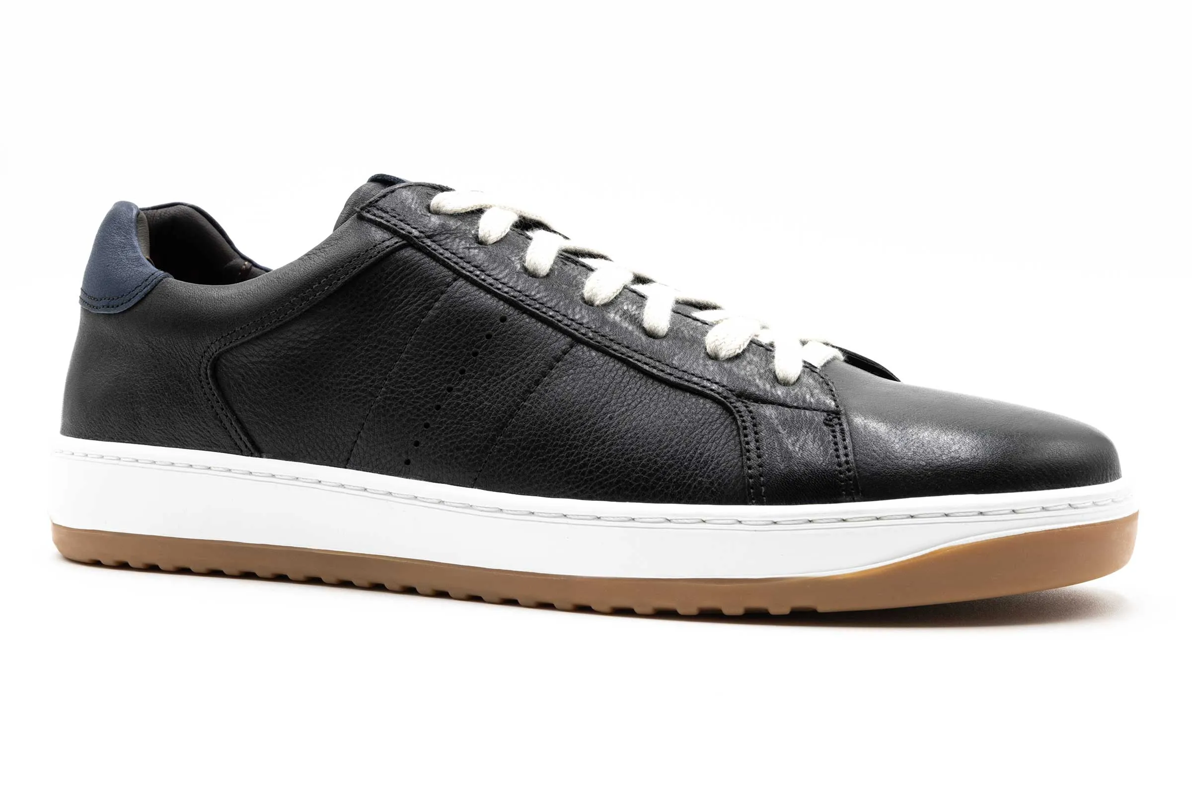 Charles Tumbled Glove Leather Sneakers - Black