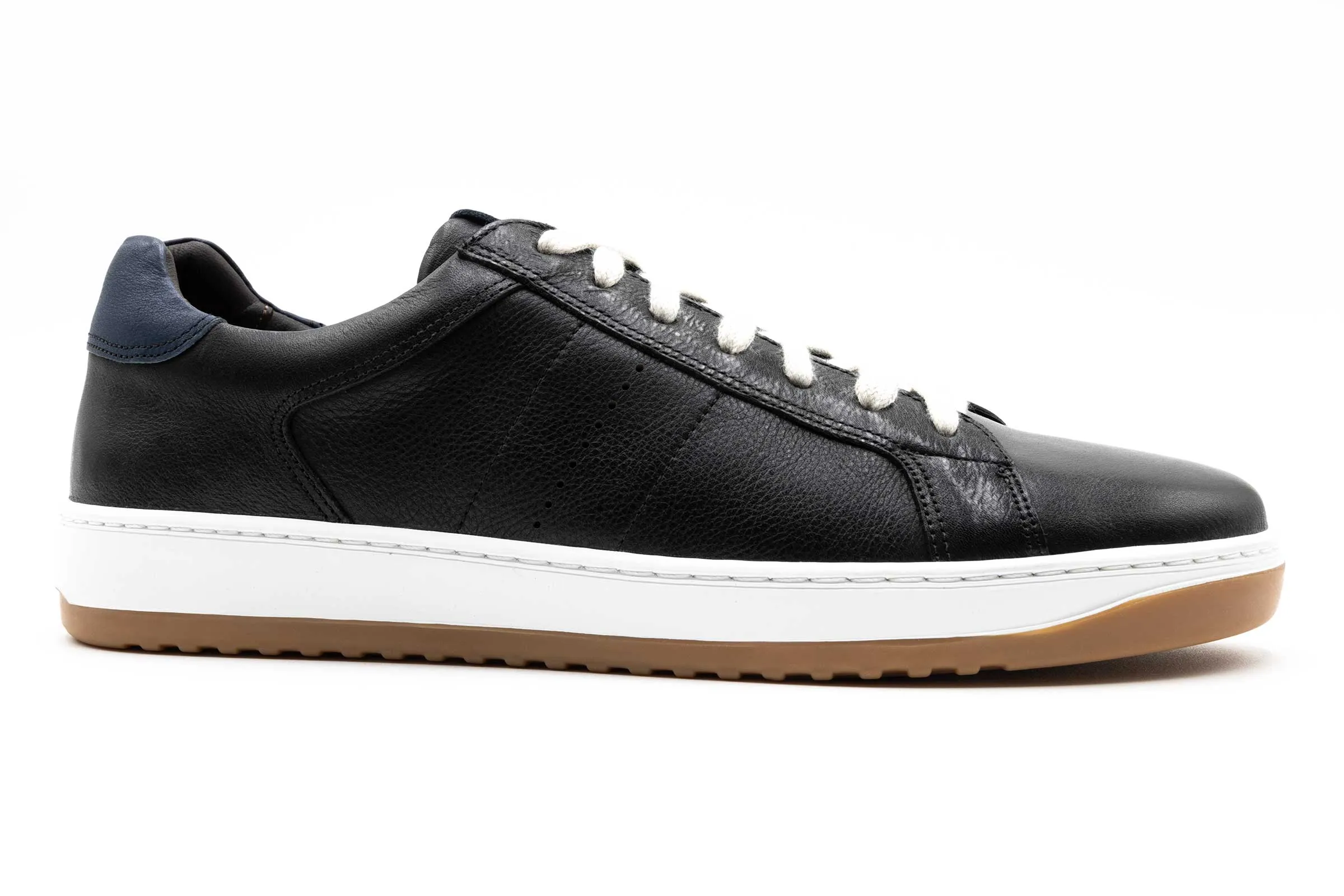 Charles Tumbled Glove Leather Sneakers - Black