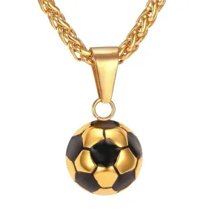 Classy Men Gold Soccer Ball Pendant Necklace