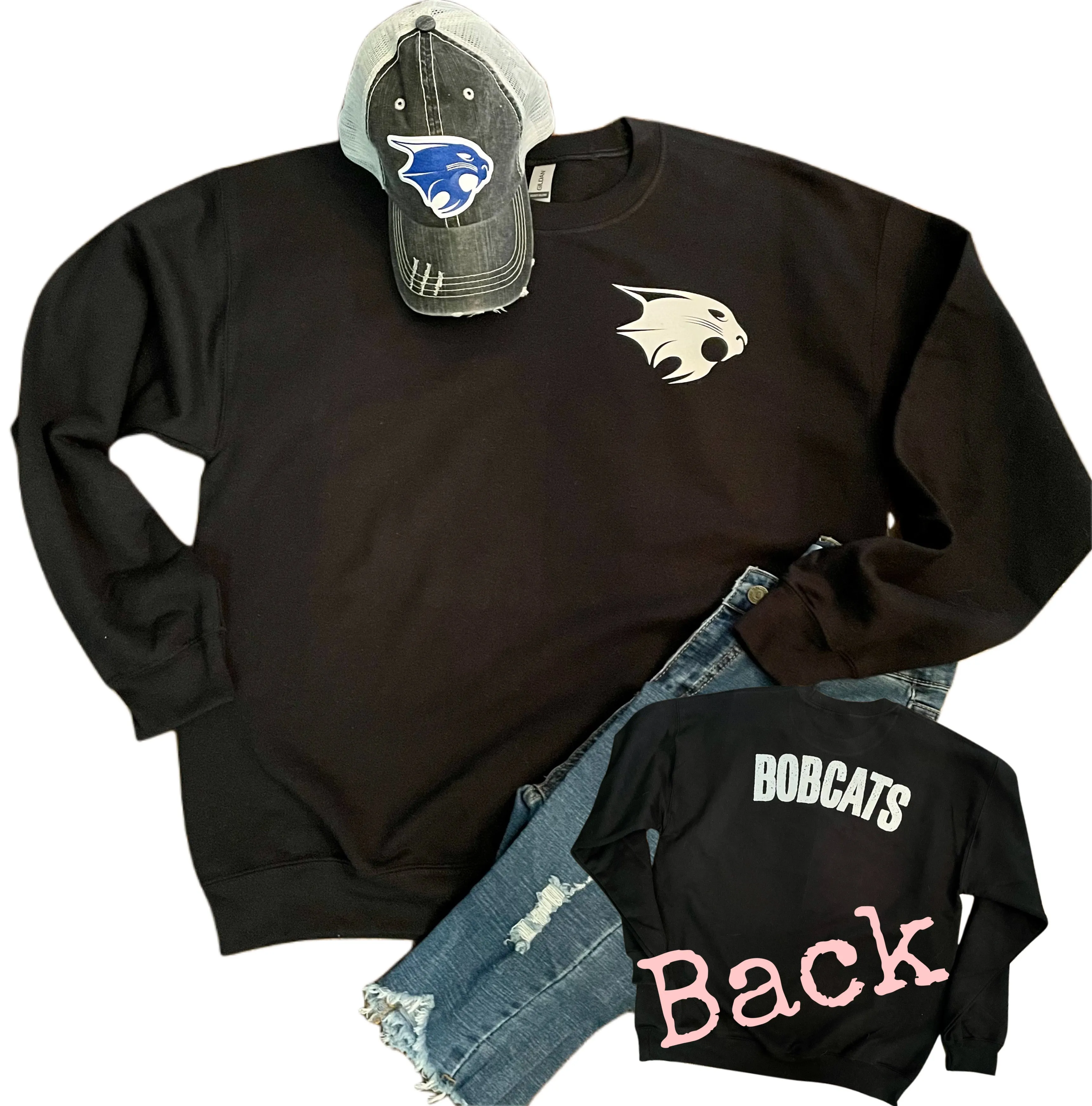 Coming & Goin’ Bobcat Sweatshirt (Black or Royal)