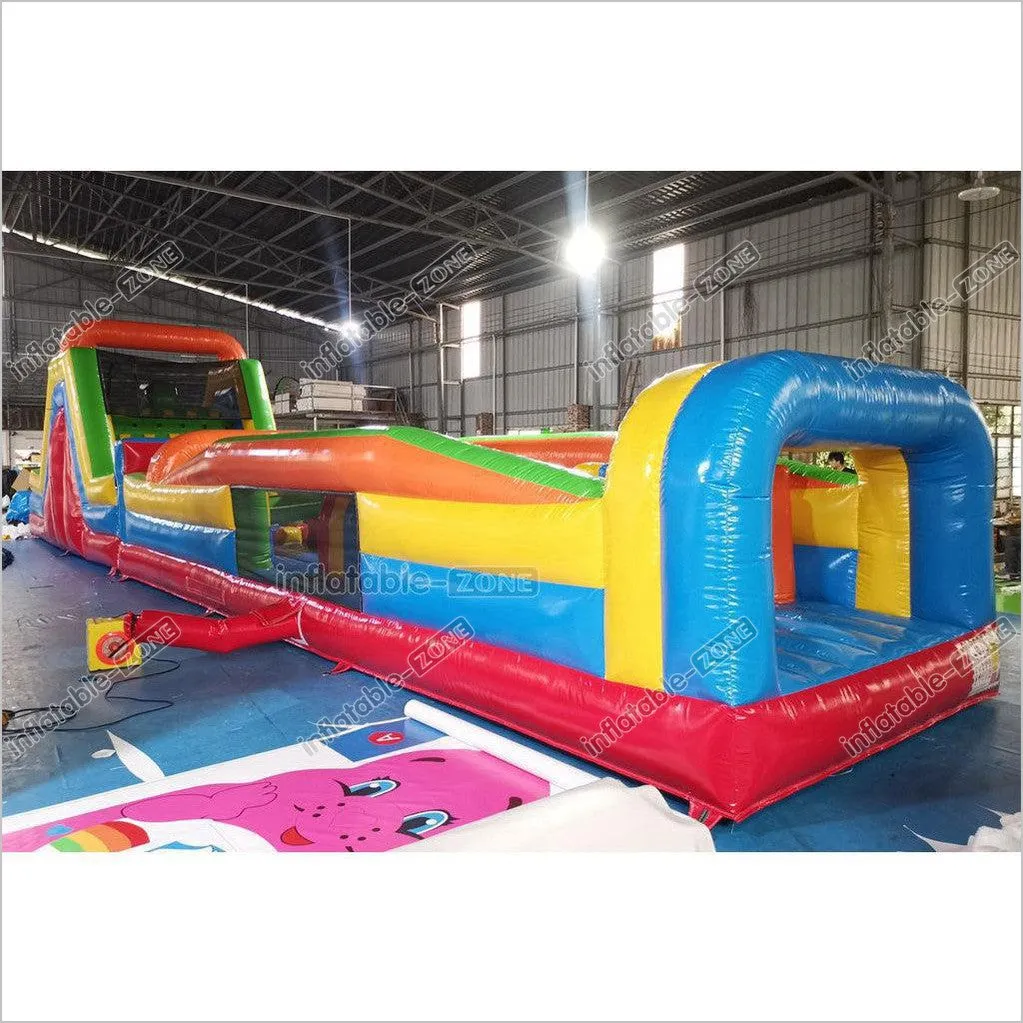 Commercial Amusement Park Inflatable Obstacle Course Slip And Slide Sports Games By Bounce