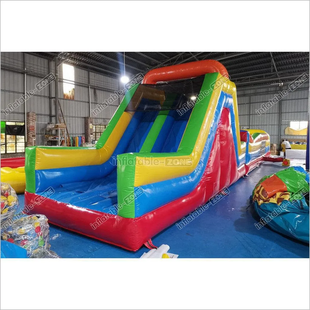 Commercial Amusement Park Inflatable Obstacle Course Slip And Slide Sports Games By Bounce