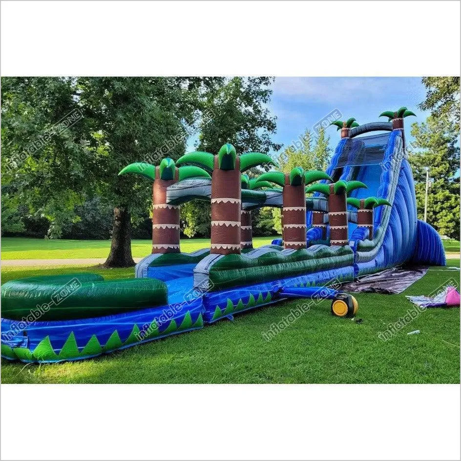 Commercial Tropical Waterslide Large Inflatable Slip And Slide Big Bounce Water Slide For Yard