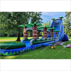 Commercial Tropical Waterslide Large Inflatable Slip And Slide Big Bounce Water Slide For Yard