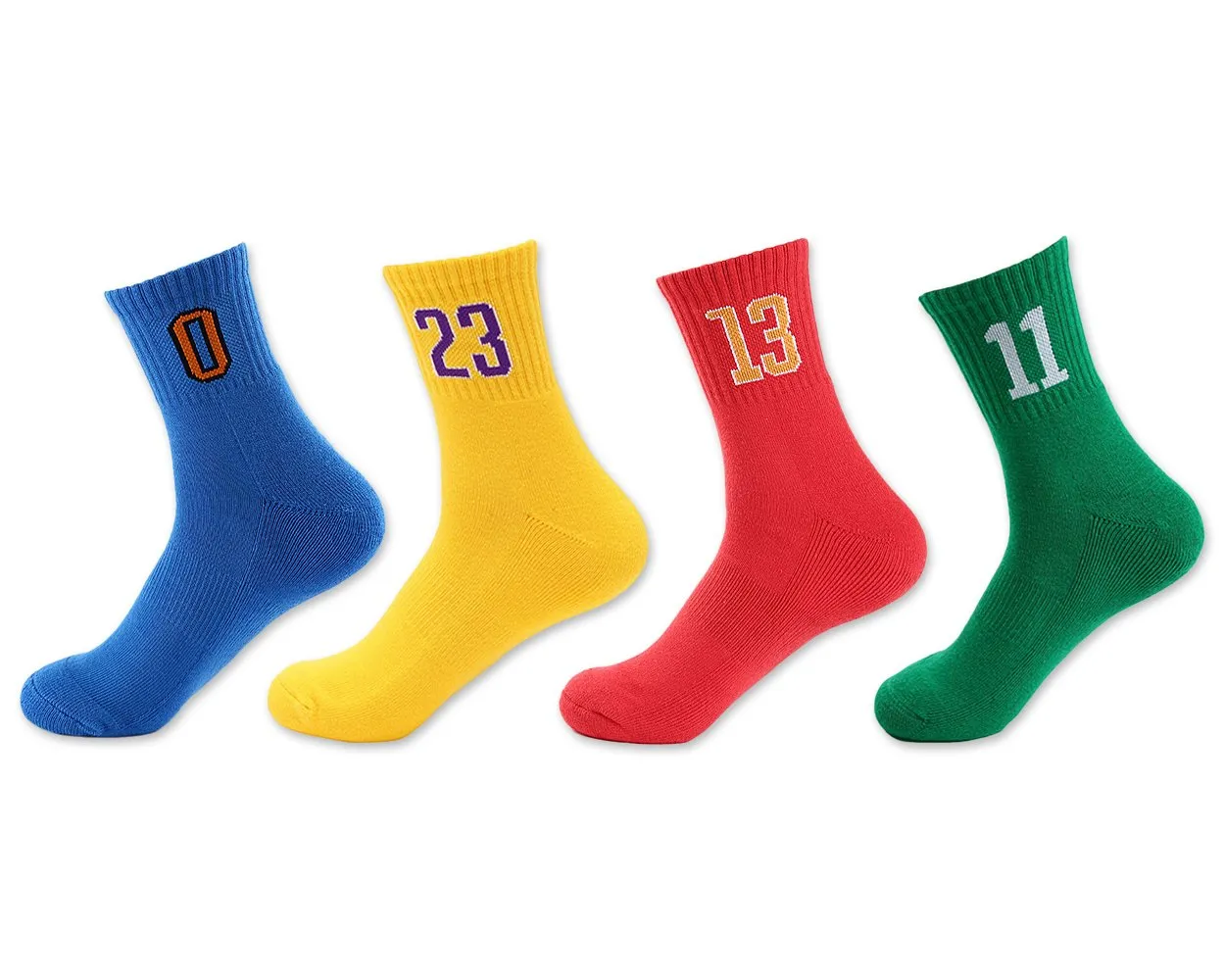 Crew Socks 4 Pairs Sport Socks with Numbers