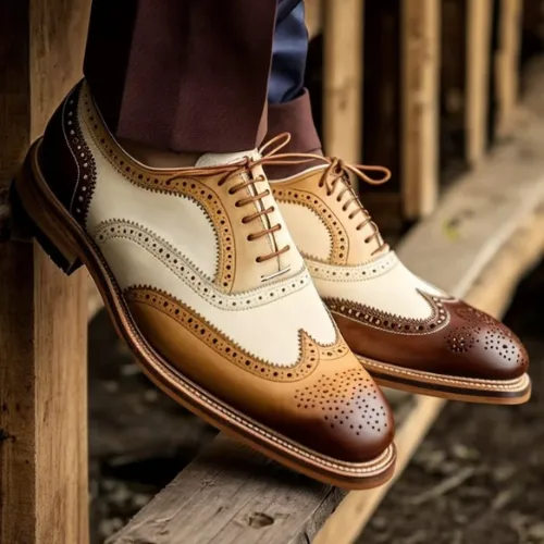 Custom Made Handmade Goodyear Welted Shoes Genuine Goatskin Leather Wingtip Shoes Oxford Shoes Laceup Shoes Wedding Shoes for Mens