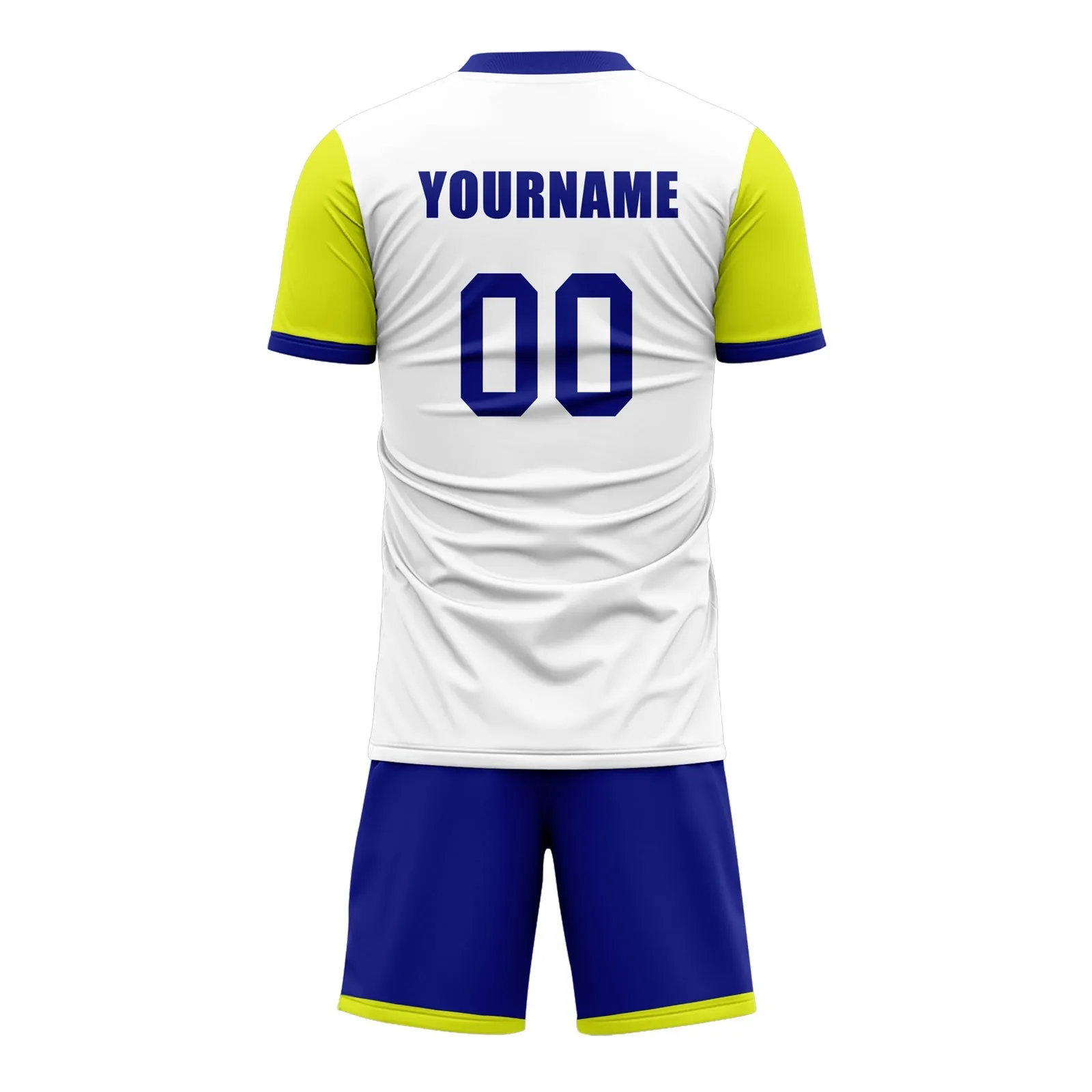 Custom White Yellow Soccer Sets Jersey Personalized SCJ101-D020131-8