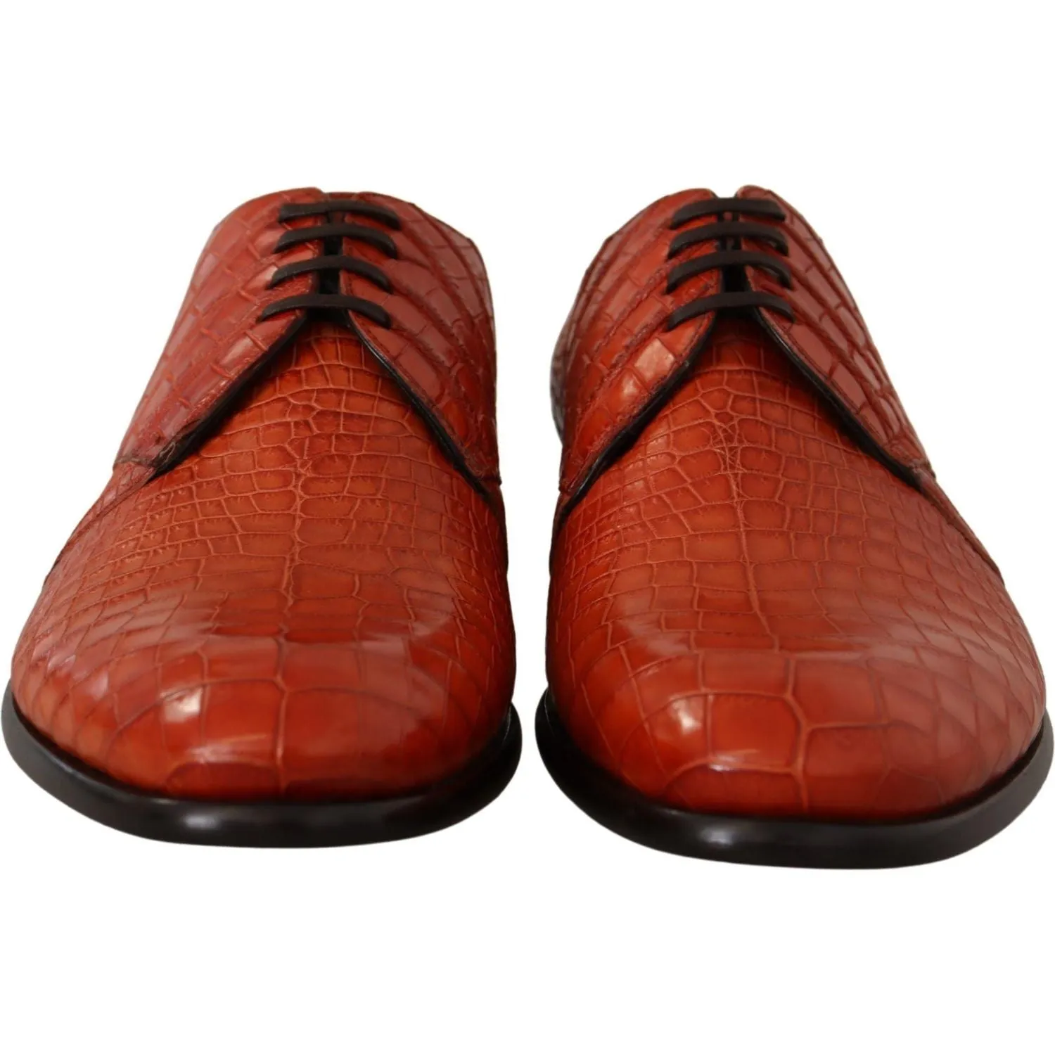 Dolce & Gabbana Exotic Orange Croc Leather Laceup Dress Shoes