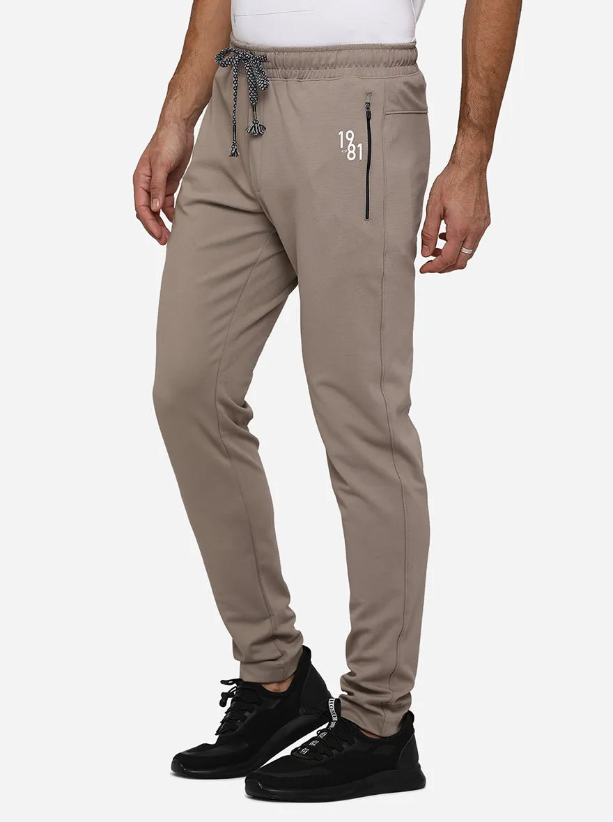 Dusty Purple Beige Solid Regular Fit Track Pant | JadeBlue