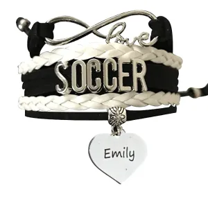 Engraved Soccer Infinity Bracelet