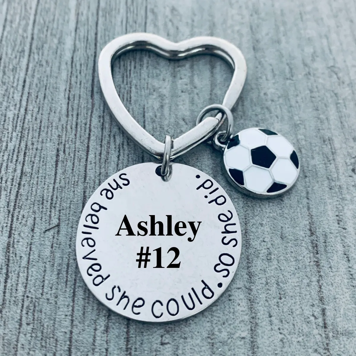 Engraved Soccer She Believed She Could Keychain