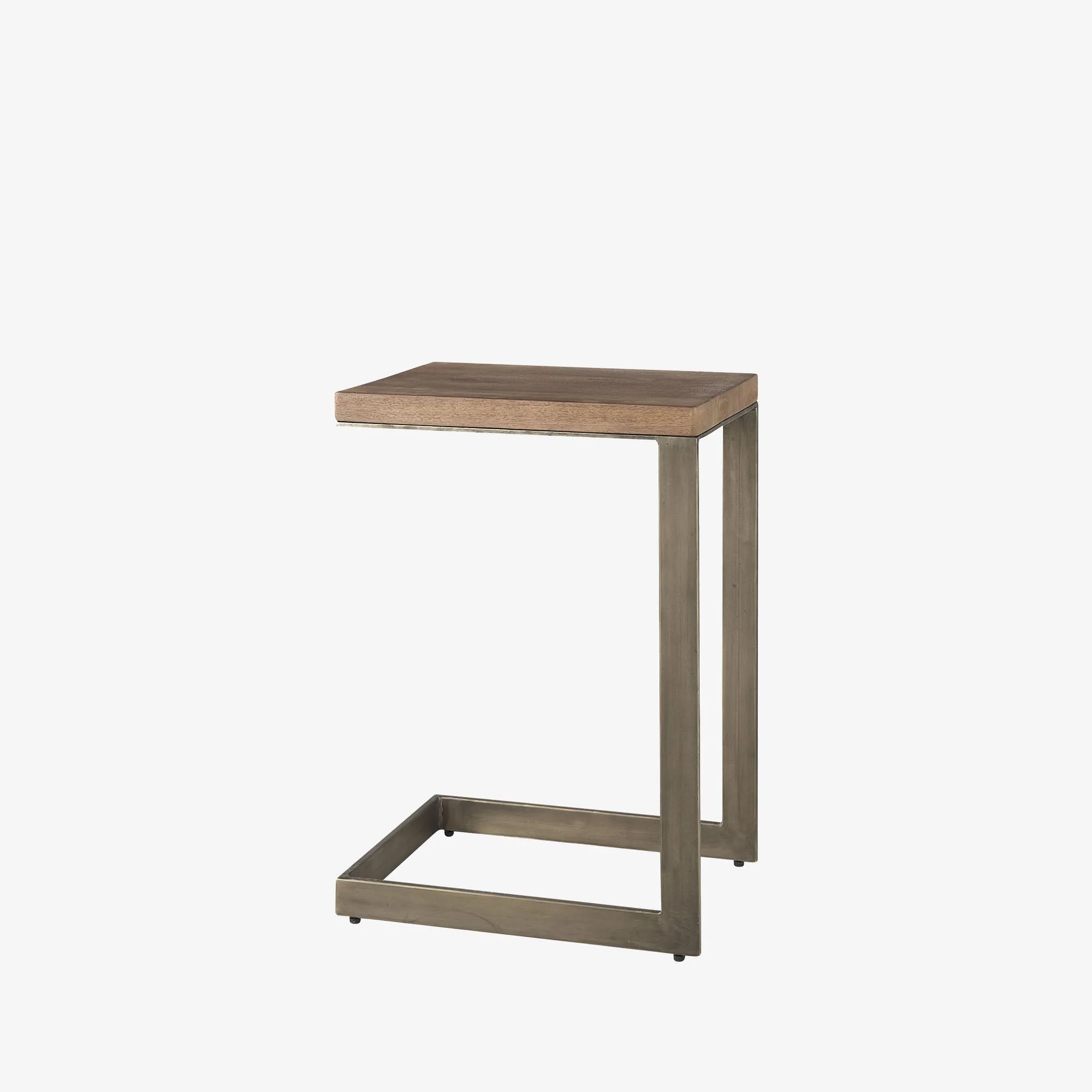 Faye Side Table in Dark Wood and Antique Nickel