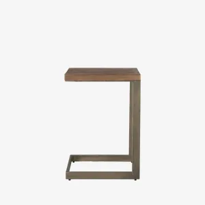 Faye Side Table in Dark Wood and Antique Nickel