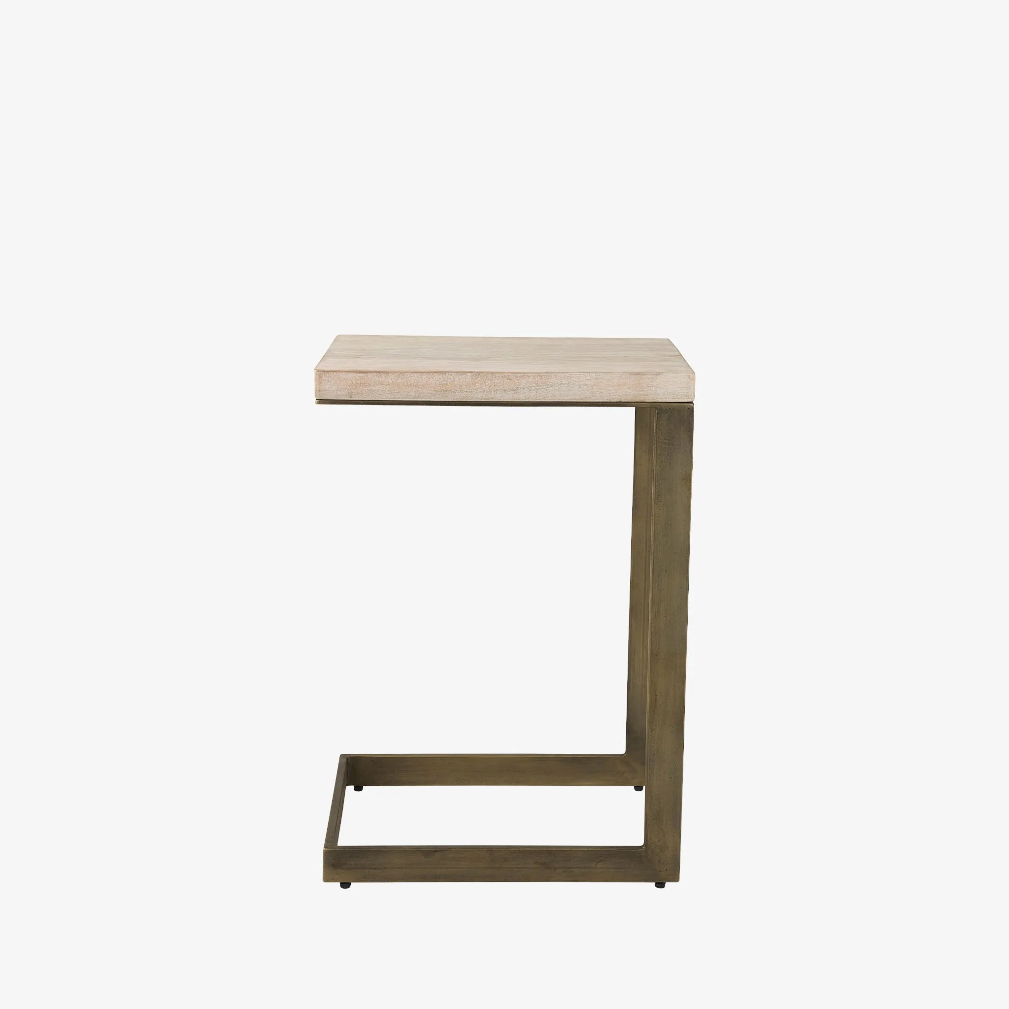 Faye Side Table in Light Brown and Brass