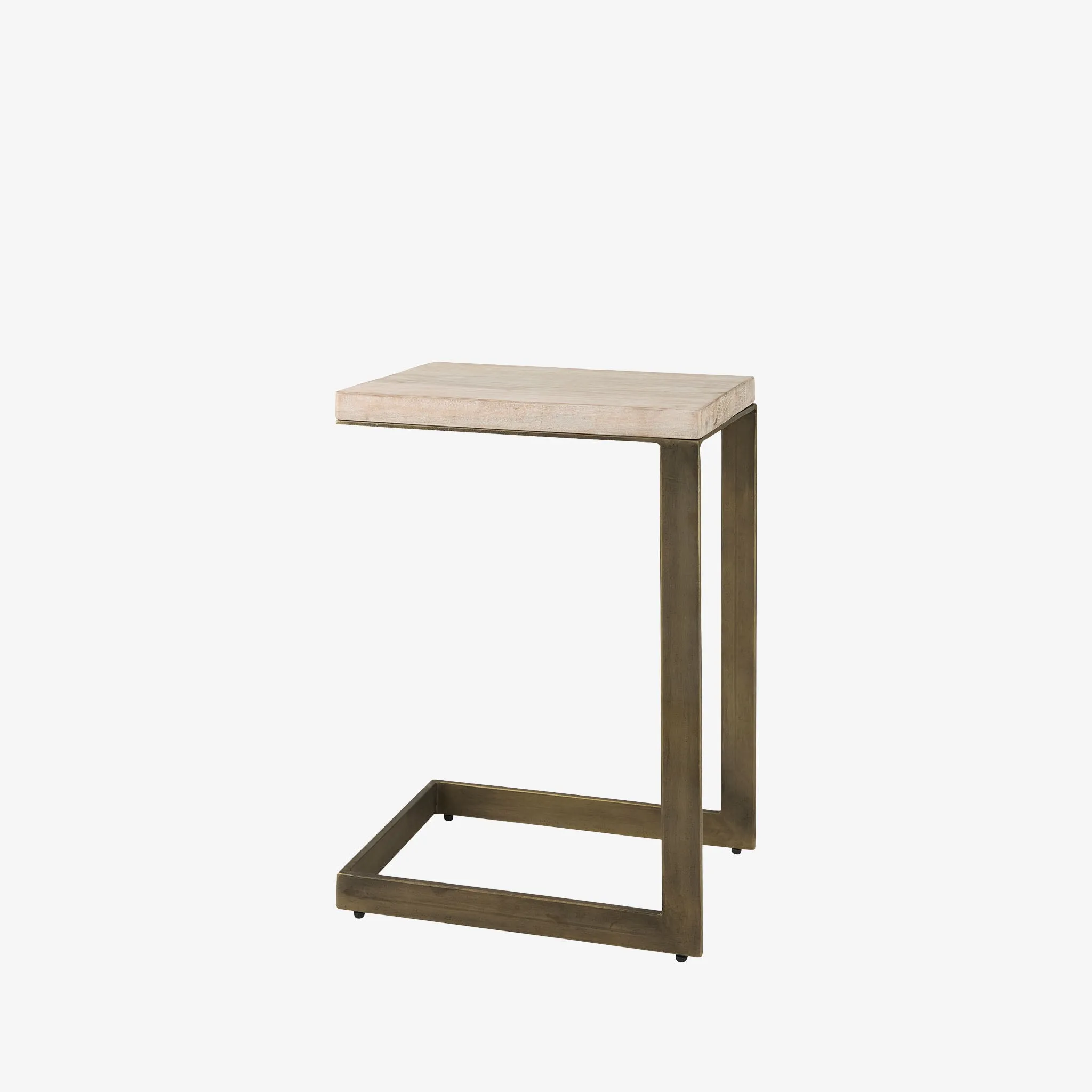 Faye Side Table in Light Brown and Brass