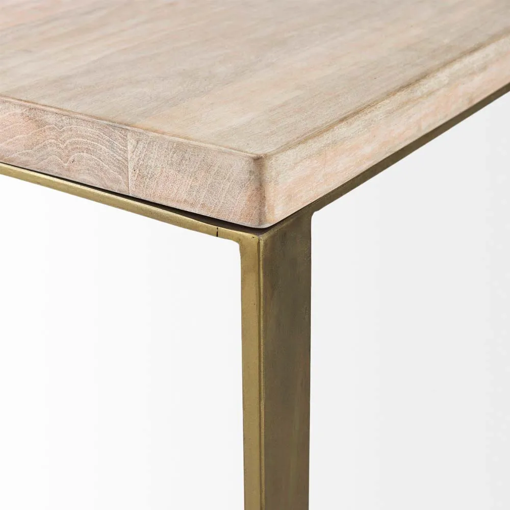 Faye Side Table in Light Brown and Brass