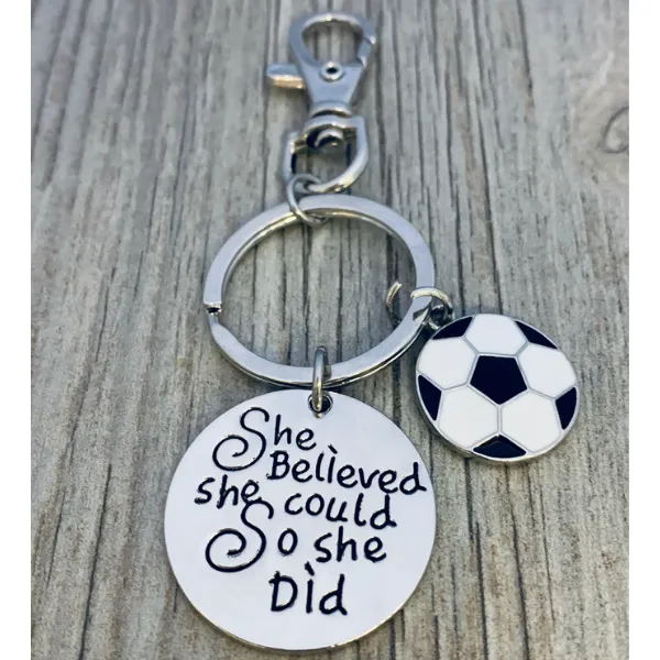 Girls Soccer She Believed She Could  Zipper Pull Keychain