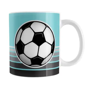 Gray Gradient Lined Teal Soccer Ball Mug