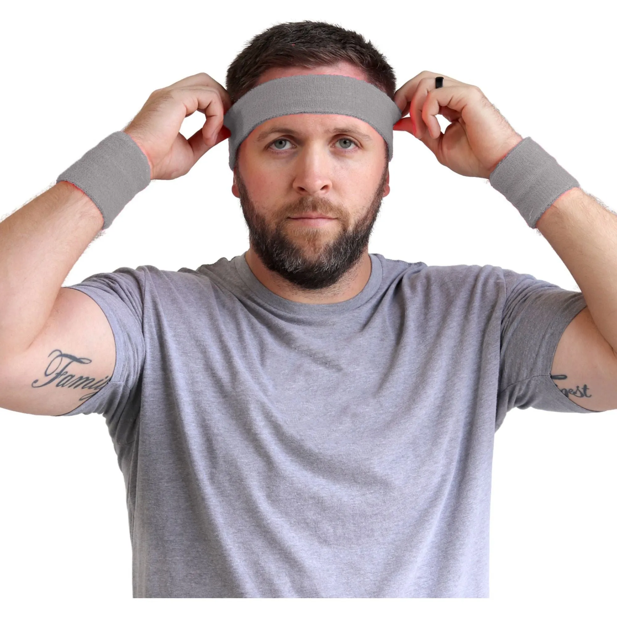 Gray Sweatband Set