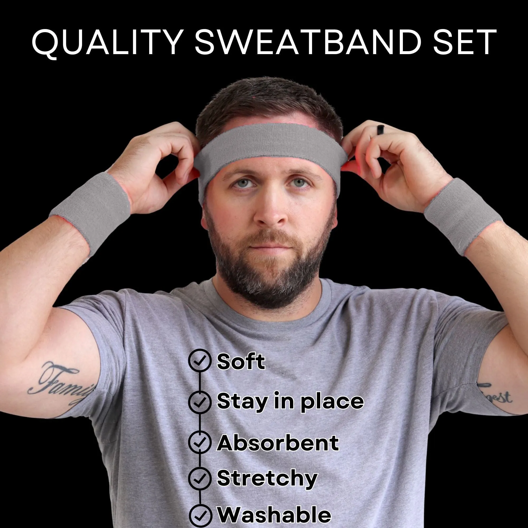 Gray Sweatband Set